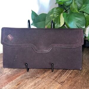 Dominic Romano Suede Clutch Bag Evening Purse Party‎ Elegant Brown